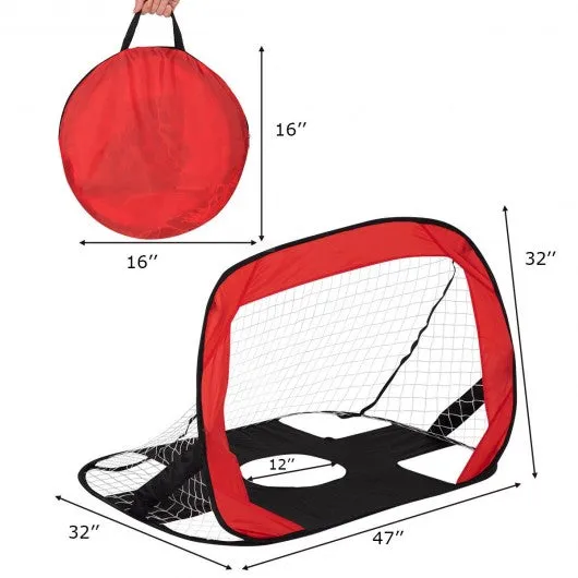 2-in-1 Portable Pop up Kids Soccer Goal Net with Carry Bag