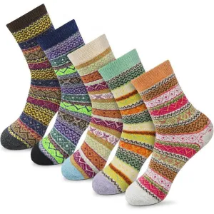 5-Pack Wool Blend Winter Crew Socks - Warmth and Comfort