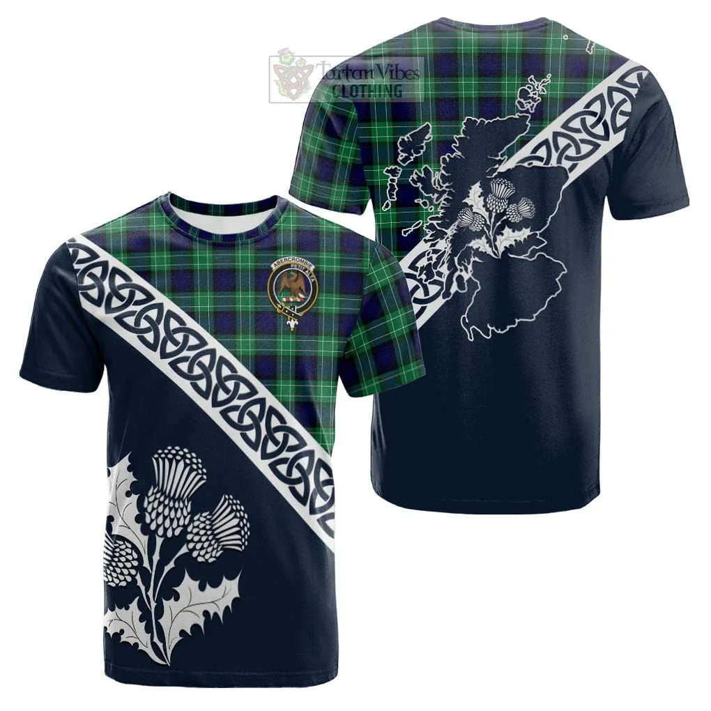 Abercrombie Tartan Cotton T-shirt Featuring Thistle and Scotland Map