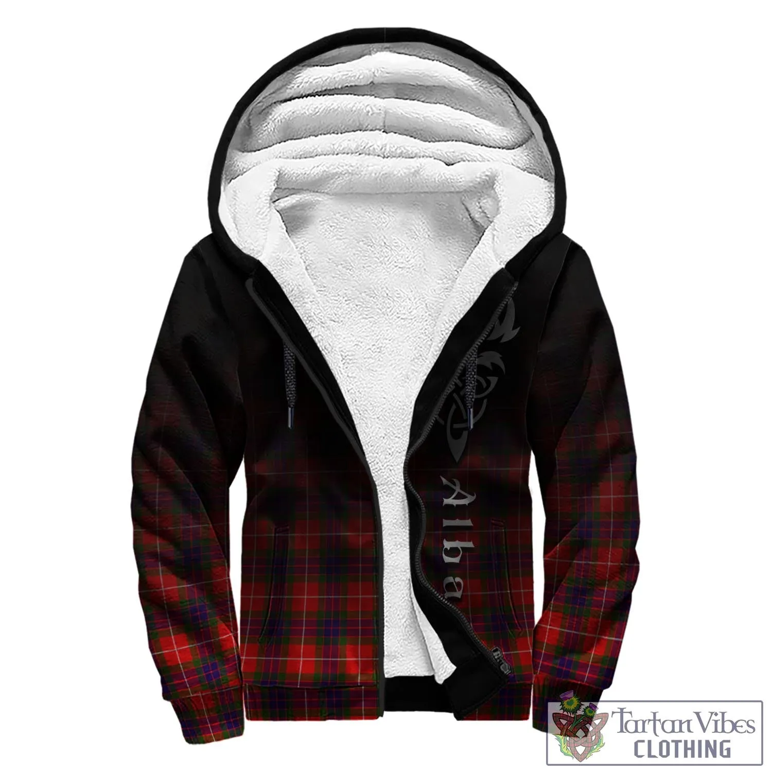 Abernethy Tartan Sherpa Hoodie Featuring Alba Gu Brath Family Crest Celtic Inspired