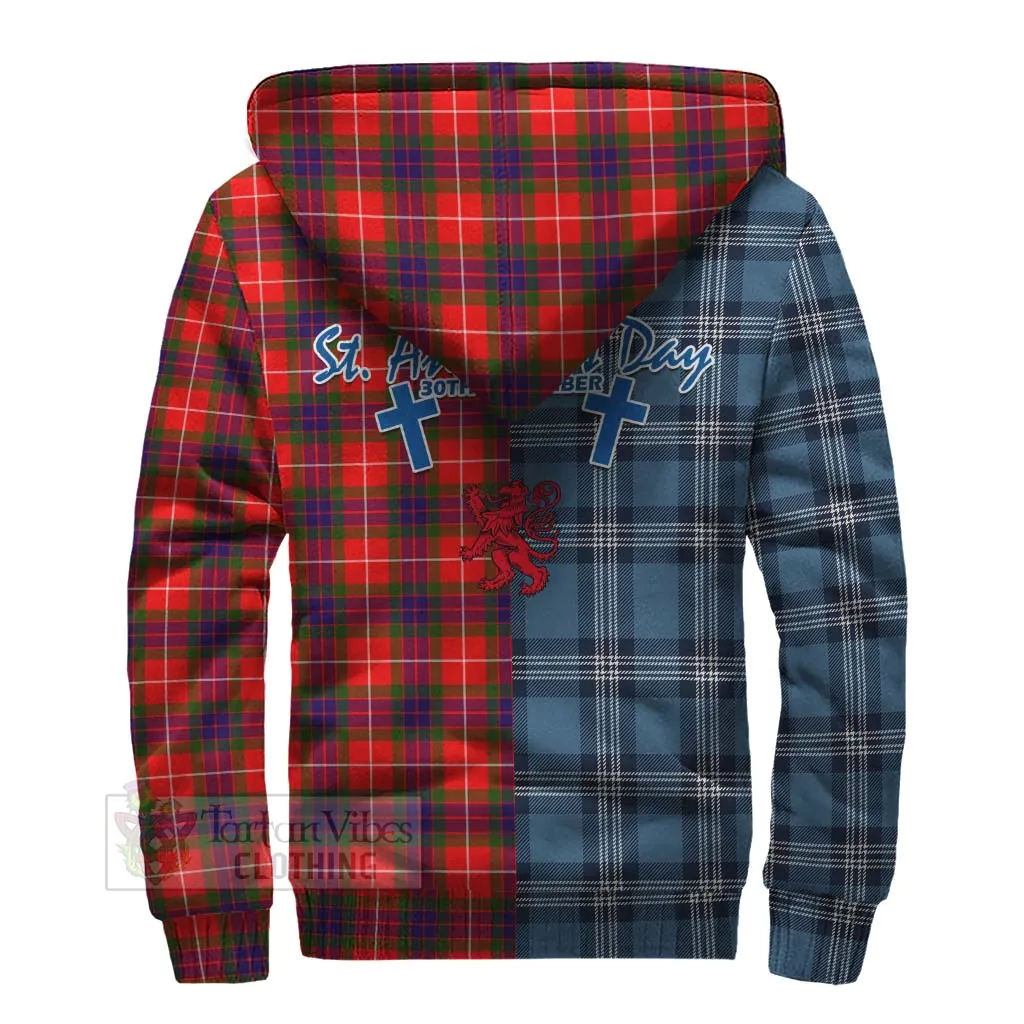 Abernethy Tartan Sherpa Hoodie Happy St. Andrew's Day Half Tartan Style