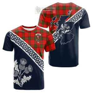 Adair Tartan Cotton T-shirt Featuring Thistle and Scotland Map