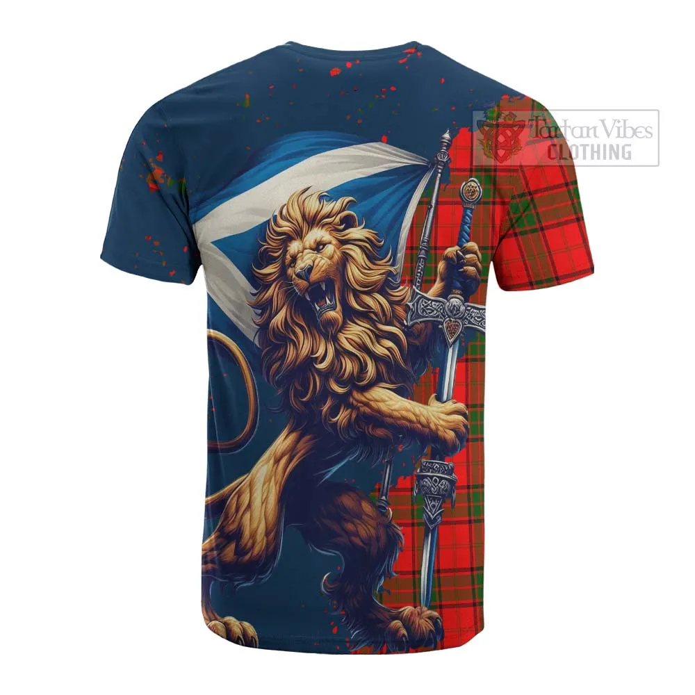 Adair Tartan Family Crest Cotton T-shirt with Scottish Majestic Lion