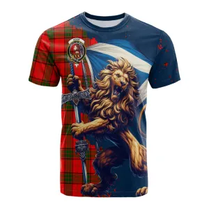 Adair Tartan Family Crest Cotton T-shirt with Scottish Majestic Lion