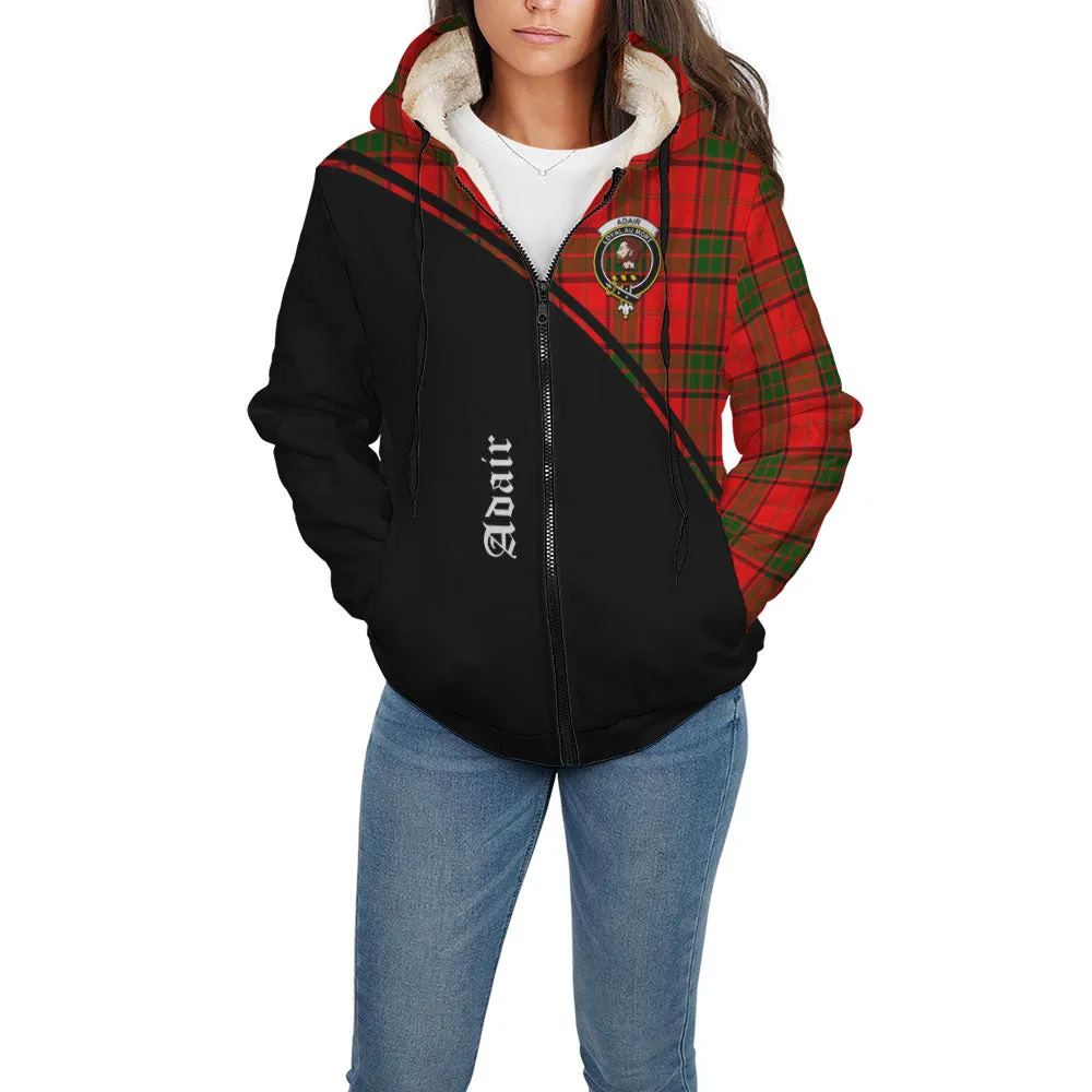 Adair Tartan Sherpa Hoodie with Family Crest Curve Style