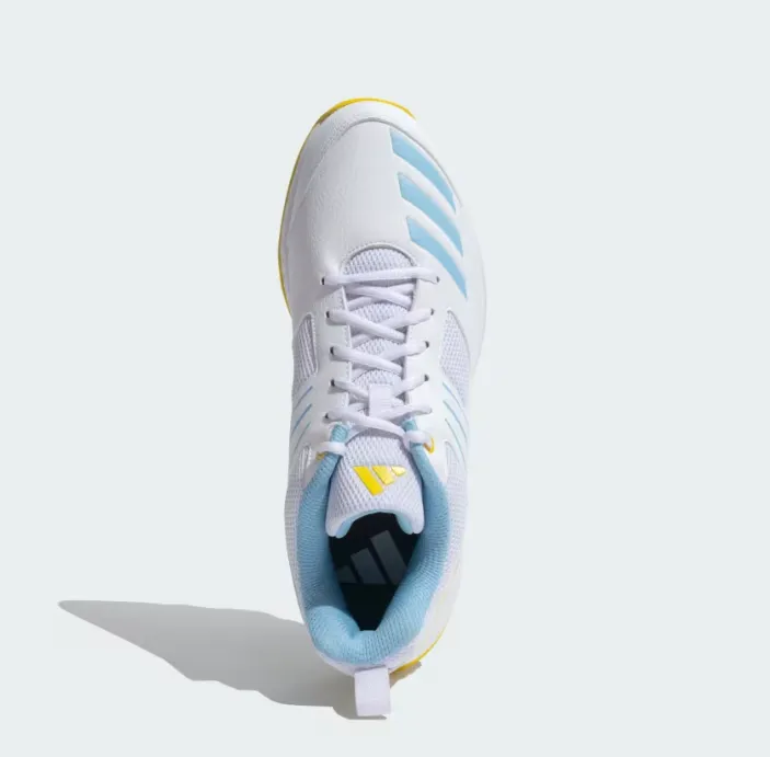 Adidas Cri Hase 23 M Cloud White / Clear Blue / Yellow Cricket Shoes