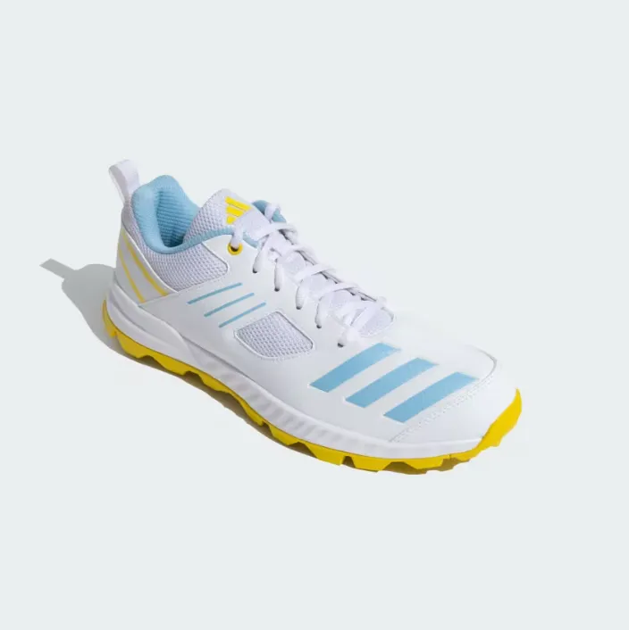 Adidas Cri Hase 23 M Cloud White / Clear Blue / Yellow Cricket Shoes