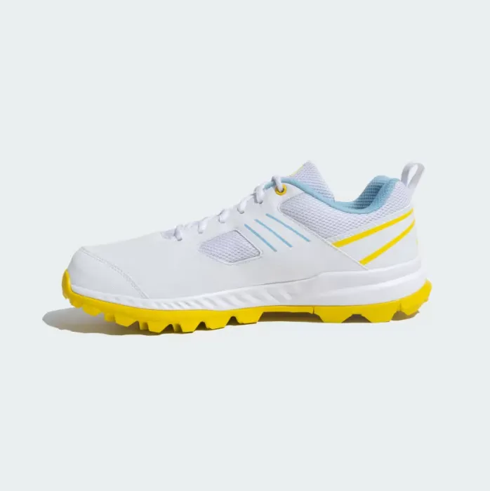 Adidas Cri Hase 23 M Cloud White / Clear Blue / Yellow Cricket Shoes