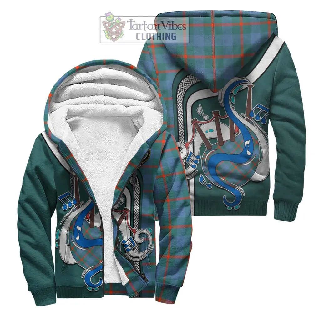 Agnew Ancient Tartan Sherpa Hoodie with Epic Bagpipe Style