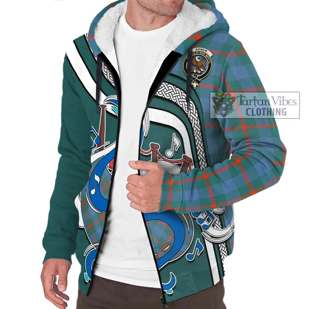 Agnew Ancient Tartan Sherpa Hoodie with Epic Bagpipe Style