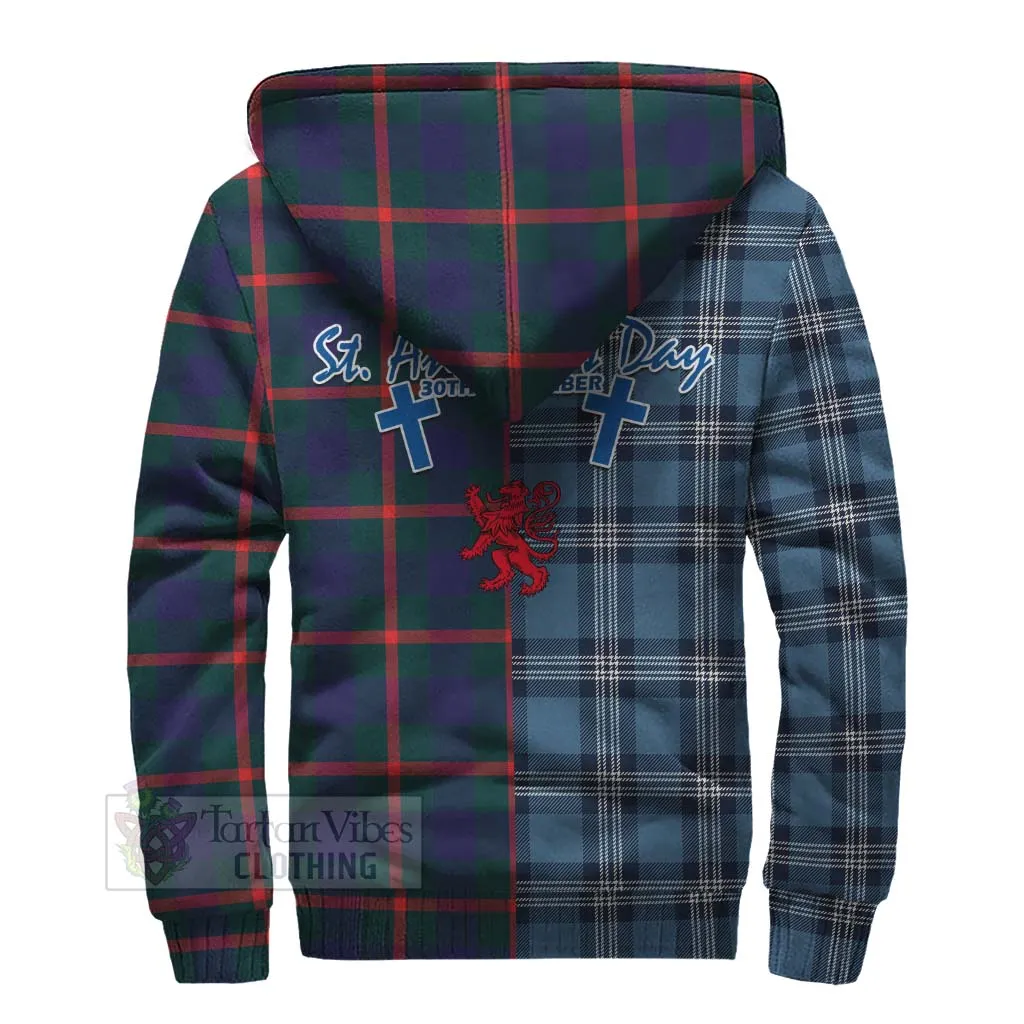 Agnew Tartan Sherpa Hoodie Happy St. Andrew's Day Half Tartan Style