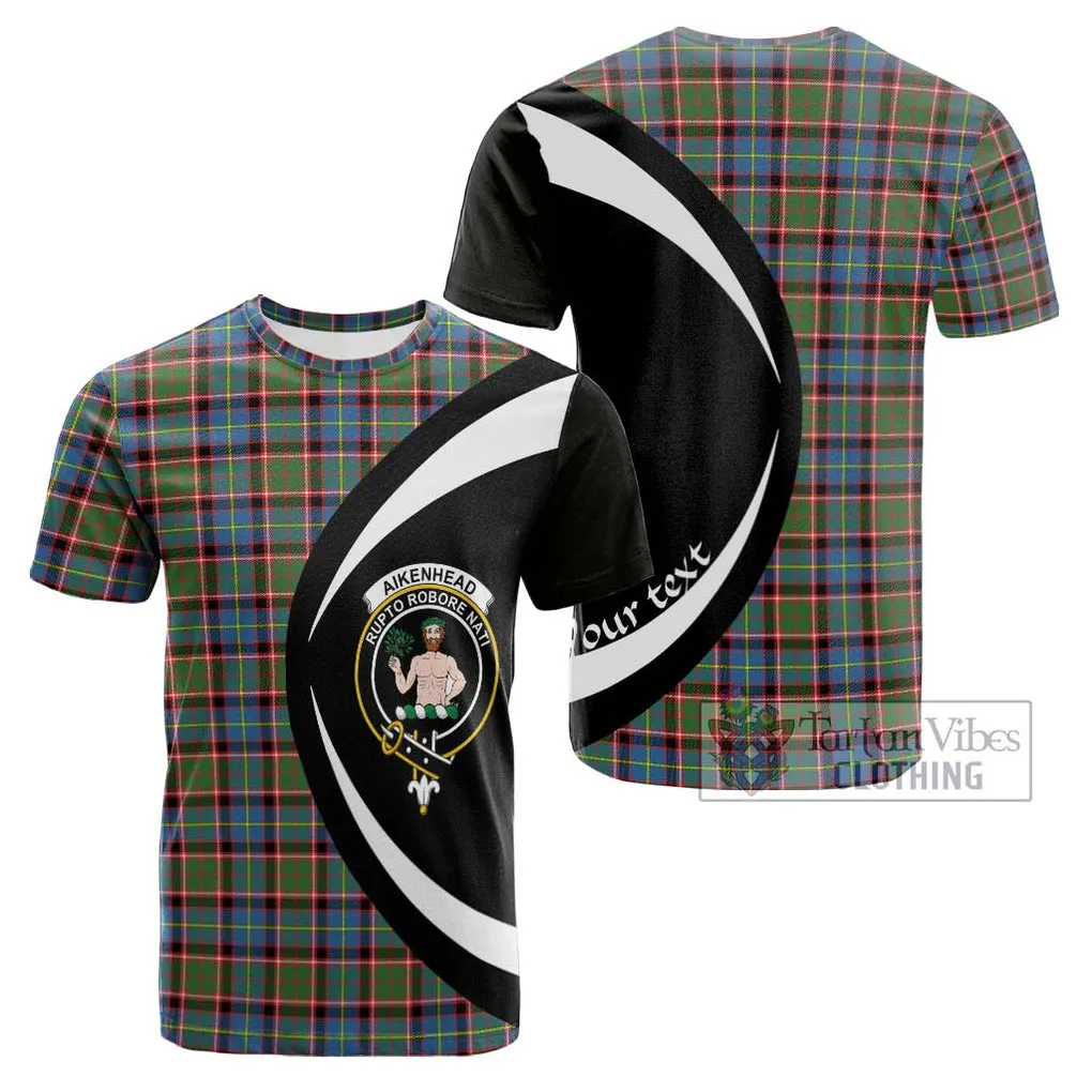 Aikenhead Tartan Cotton T-shirt with Family Crest Circle Style