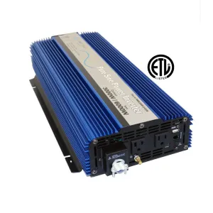 Aims Power - 3000 Watt Pure Sine Inverter w/ USB  & Remote Port UL Listed to 458 Standards - 12 VDC 120 VAC 60Hz - PWRI300012120SUL