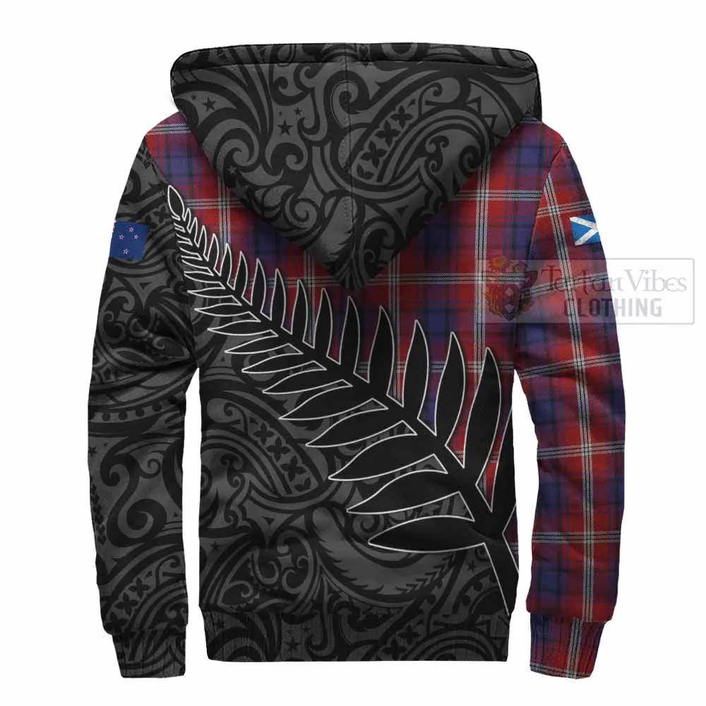 Ainslie Crest Tartan Sherpa Hoodie with New Zealand Silver Fern Half Style