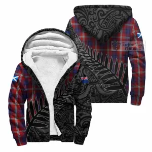 Ainslie Crest Tartan Sherpa Hoodie with New Zealand Silver Fern Half Style