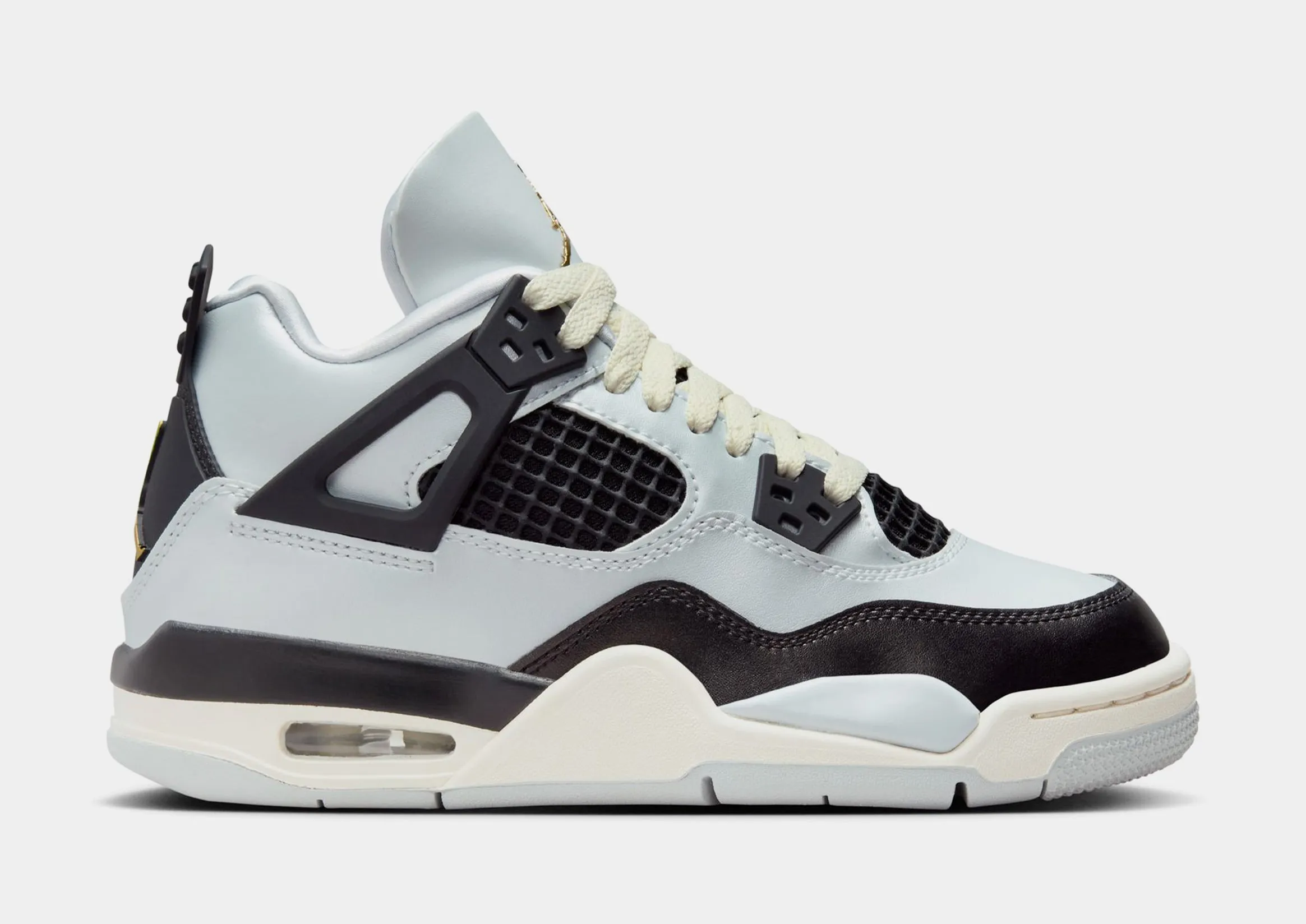 Air Jordan 4 Retro Platinum Gold Grade School Lifestyle Shoes (Pure Platinum/Metallic Gold/Black/Sail)