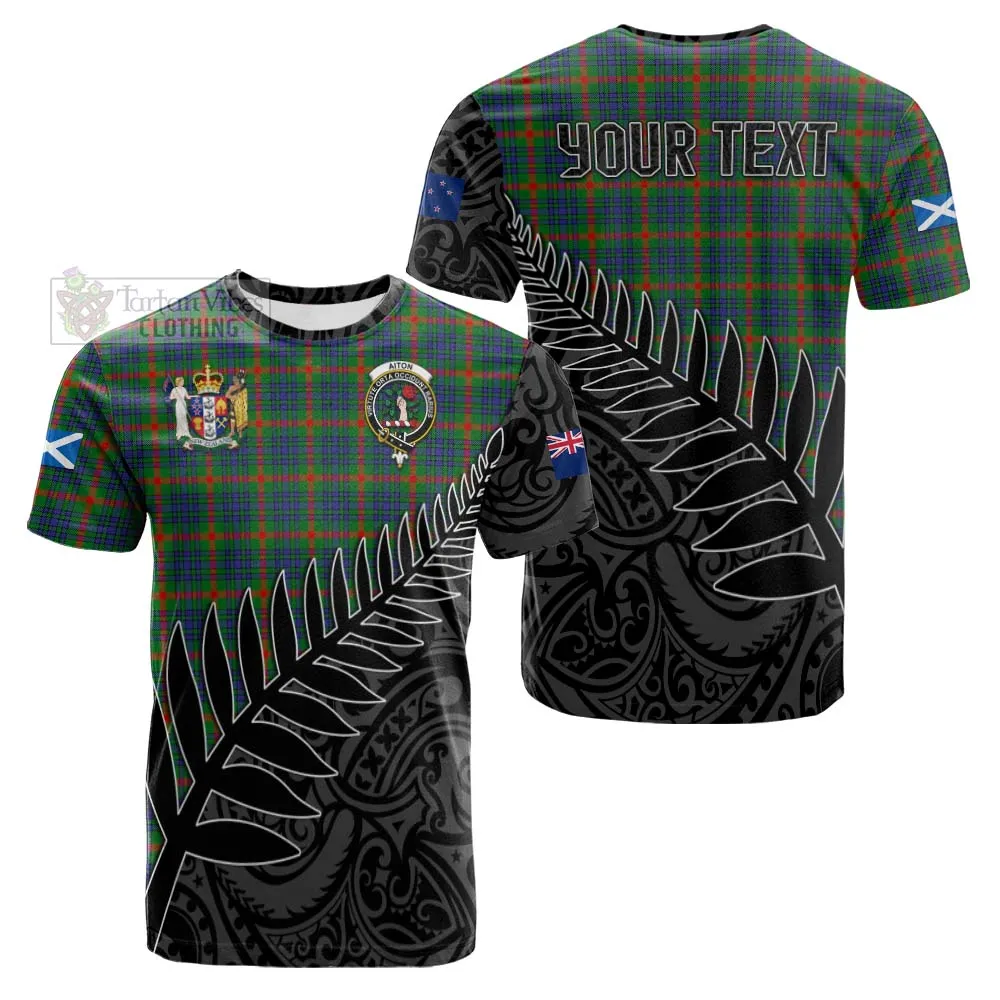 Aiton Crest Tartan Cotton T-shirt with New Zealand Silver Fern Half Style