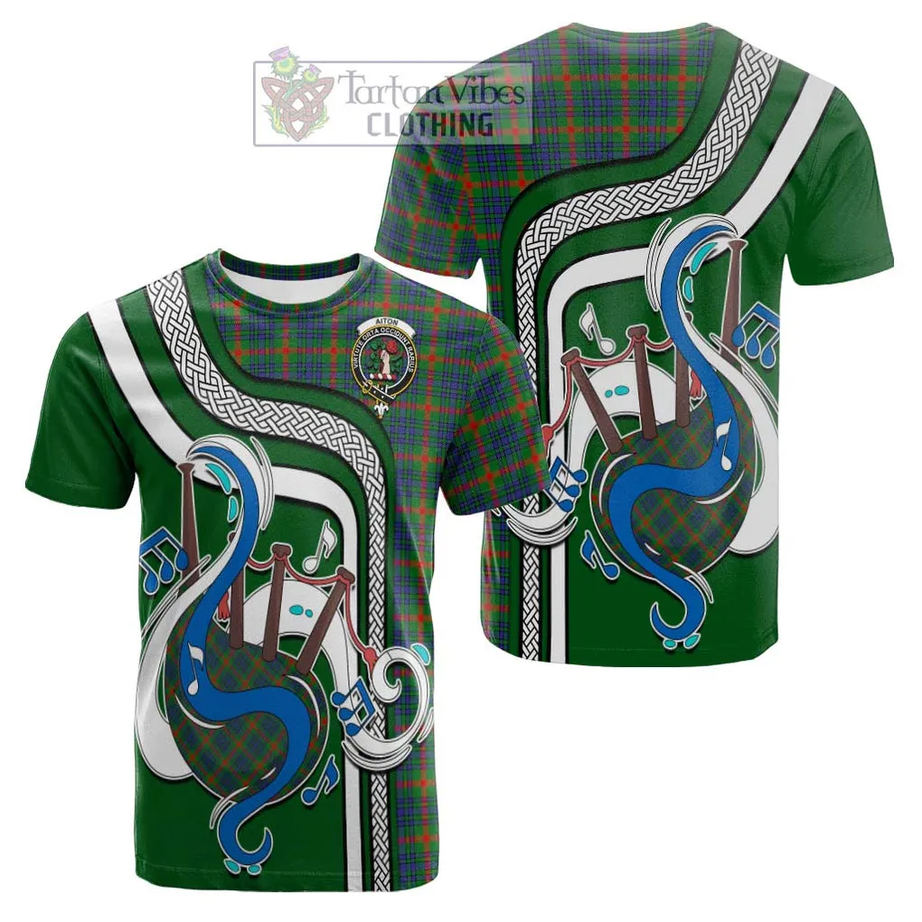 Aiton Tartan Cotton T-shirt with Epic Bagpipe Style