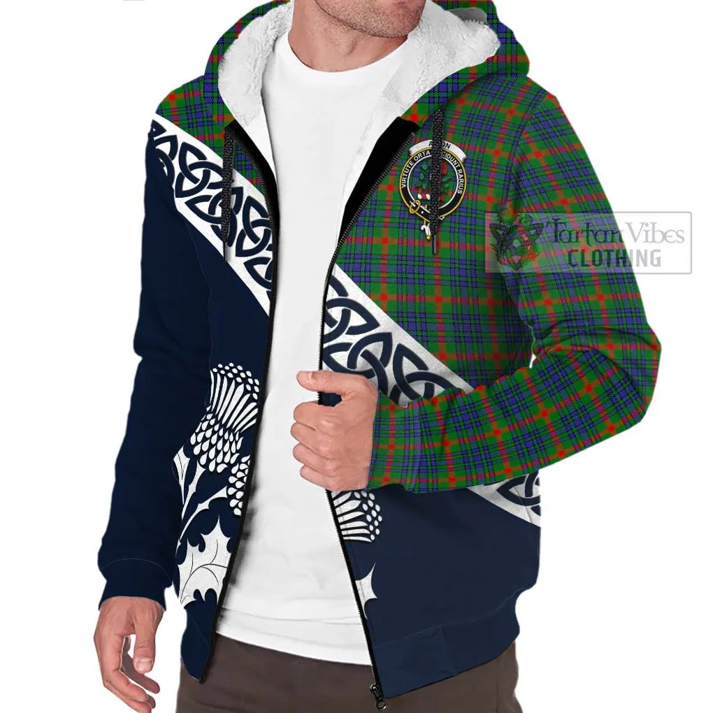 Aiton Tartan Sherpa Hoodie Featuring Thistle and Scotland Map