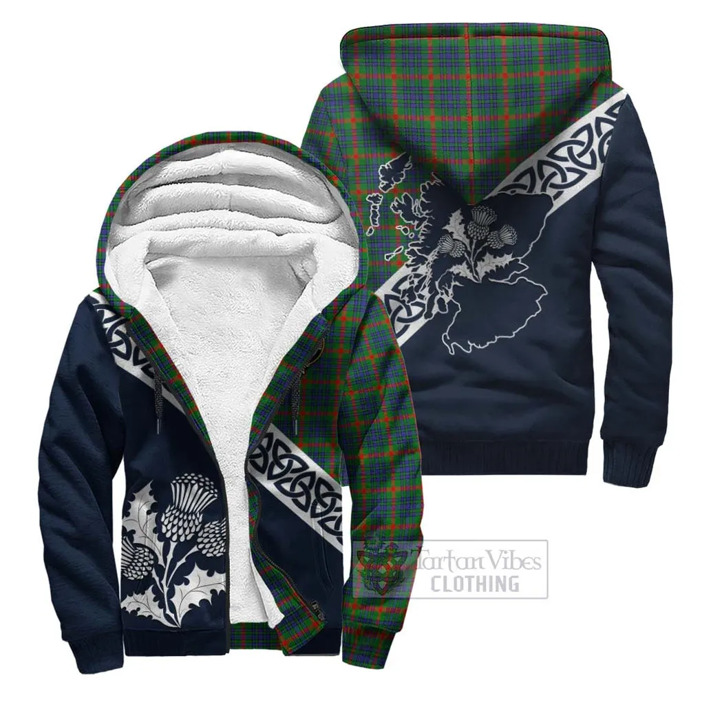 Aiton Tartan Sherpa Hoodie Featuring Thistle and Scotland Map