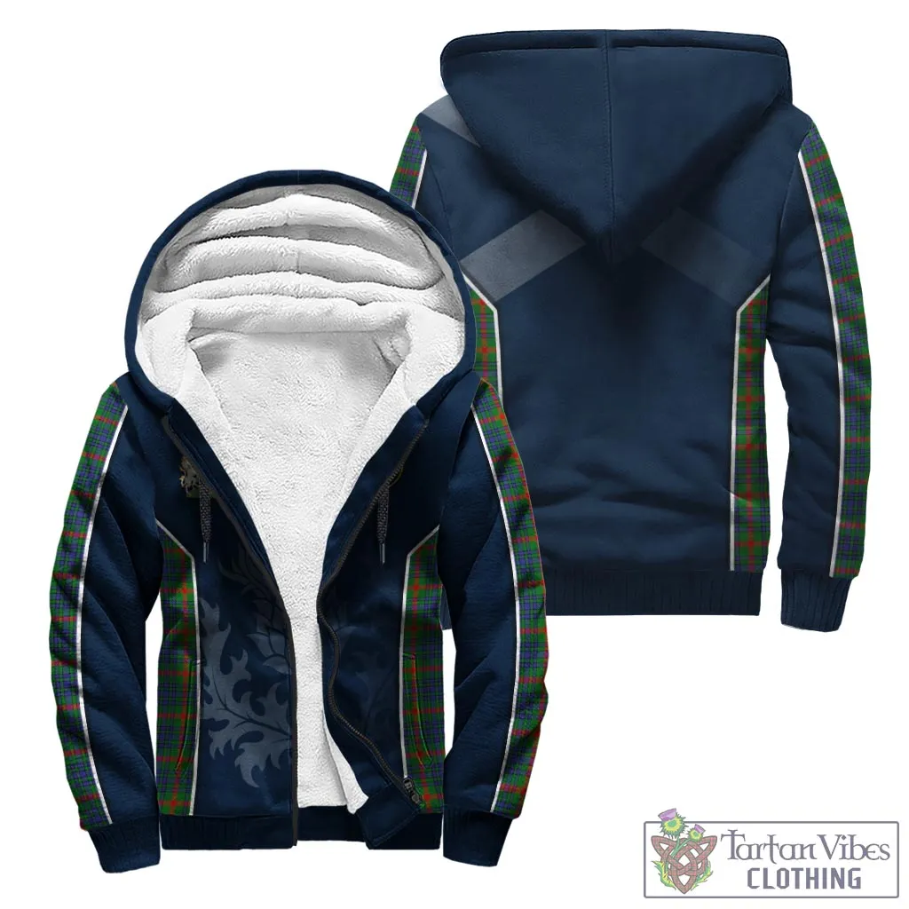 Aiton Tartan Sherpa Hoodie with Family Crest and Scottish Thistle Vibes Sport Style