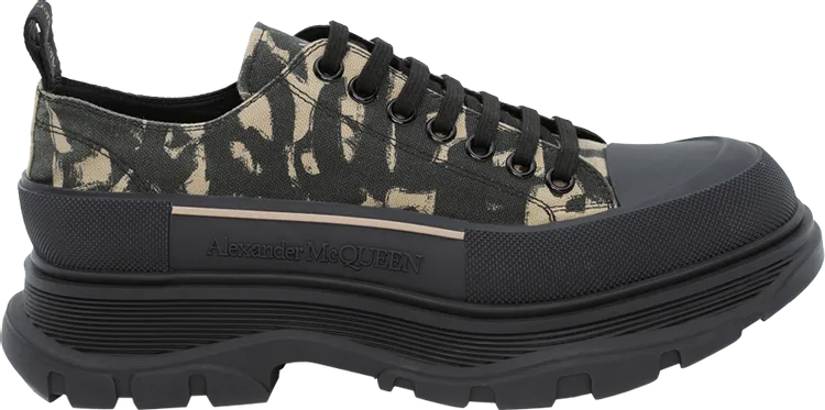 Alexander McQueen Tread Slick Lace-Up Graffiti Sneakers - Black Beige, black