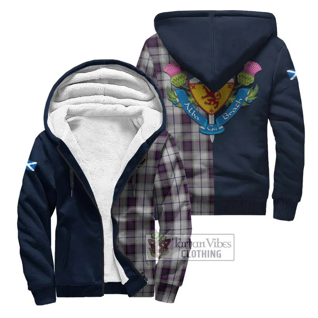 Alexander of Menstry Dress Tartan Sherpa Hoodie Alba with Scottish Lion Royal Arm Half Style