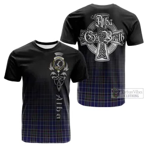 Alexander of Menstry Tartan Cotton T-shirt Featuring Alba Gu Brath Family Crest Celtic Inspired