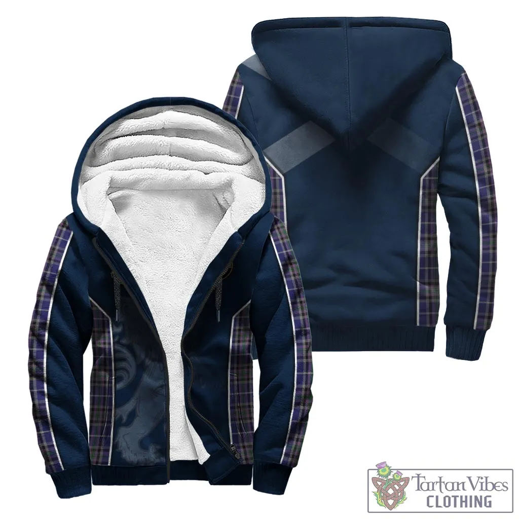 Alexander of Menstry Tartan Sherpa Hoodie with Family Crest and Lion Rampant Vibes Sport Style