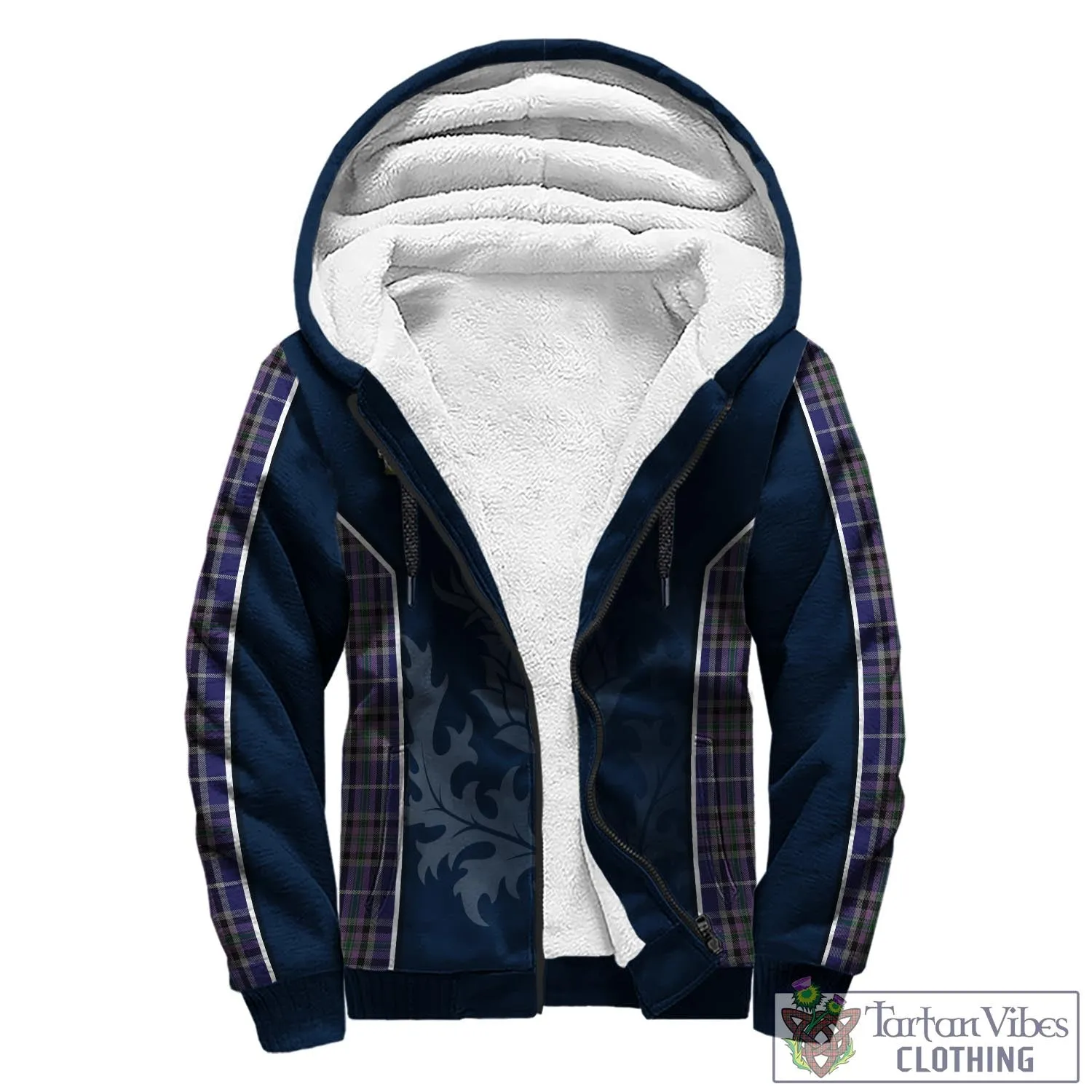 Alexander of Menstry Tartan Sherpa Hoodie with Family Crest and Scottish Thistle Vibes Sport Style