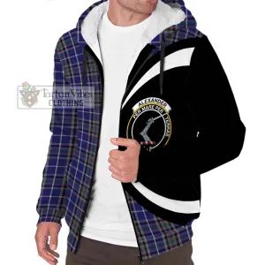 Alexander of Menstry Tartan Sherpa Hoodie with Family Crest Circle Style