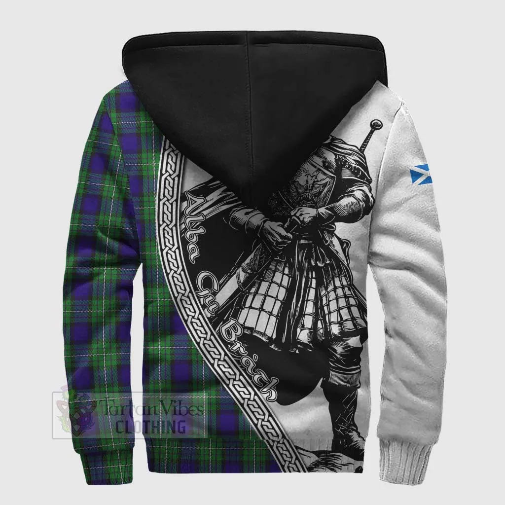 Alexander Tartan Clan Crest Sherpa Hoodie with Highlander Warrior Celtic Style