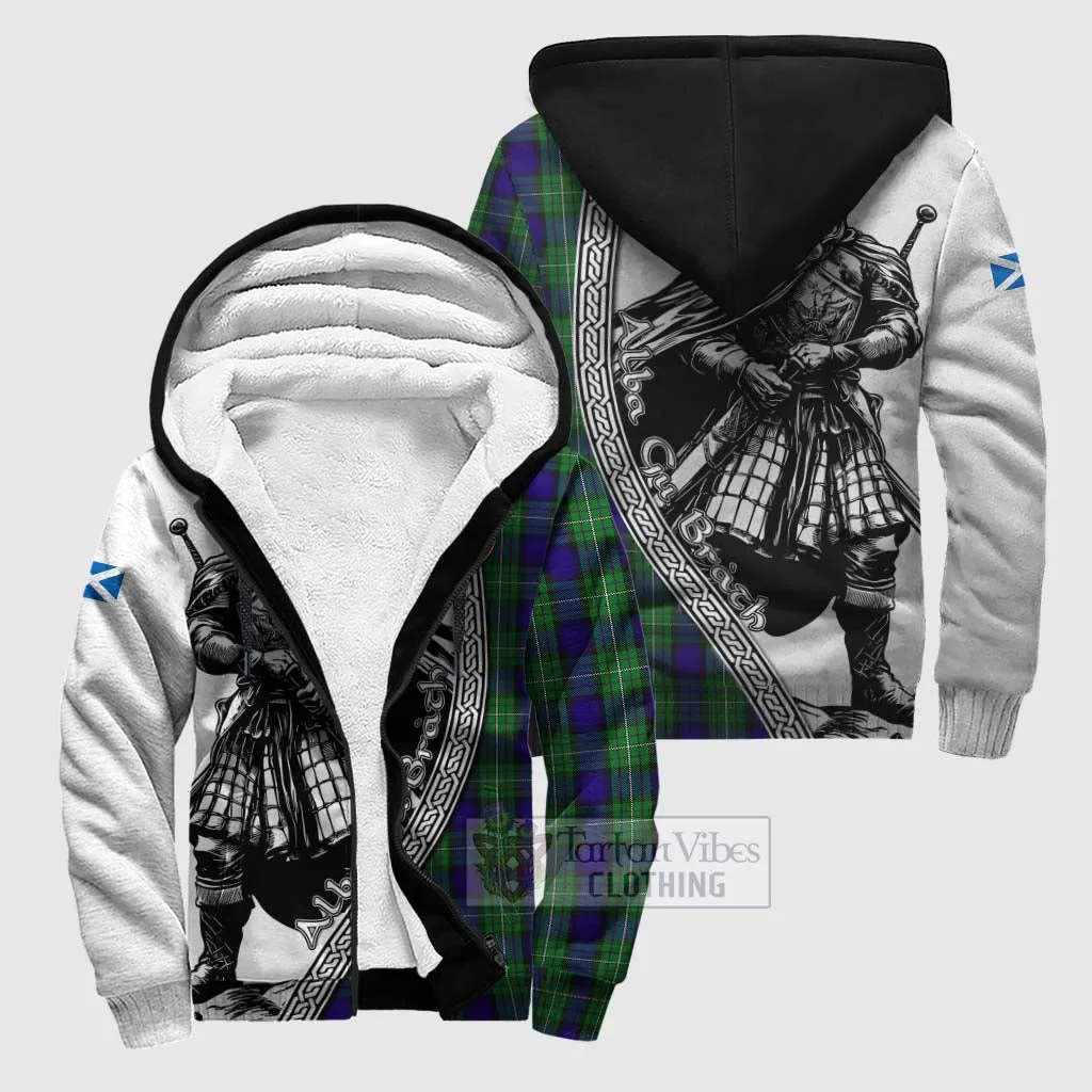 Alexander Tartan Clan Crest Sherpa Hoodie with Highlander Warrior Celtic Style