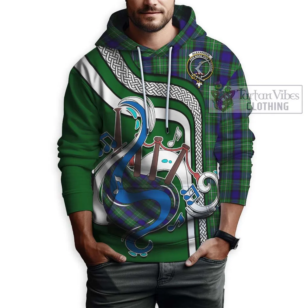 Alexander Tartan Hoodie with Epic Bagpipe Style