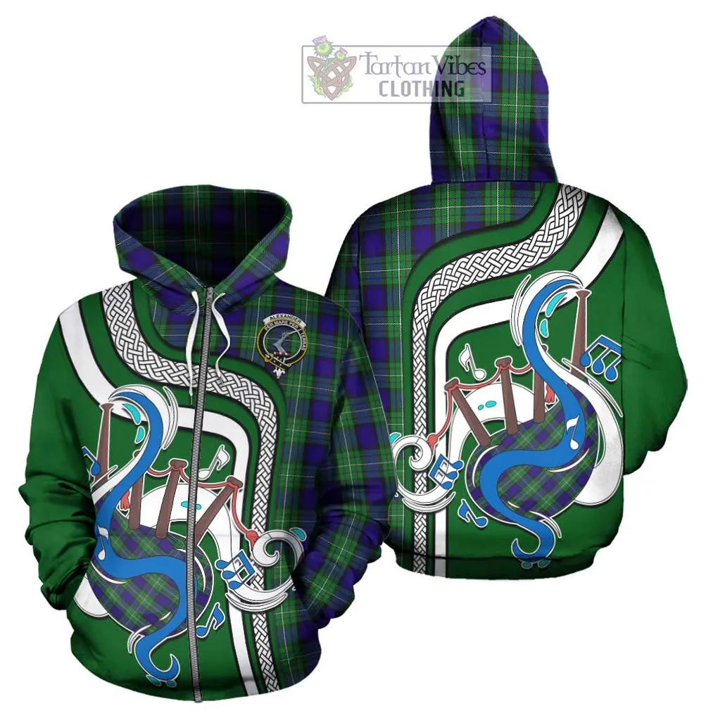 Alexander Tartan Hoodie with Epic Bagpipe Style