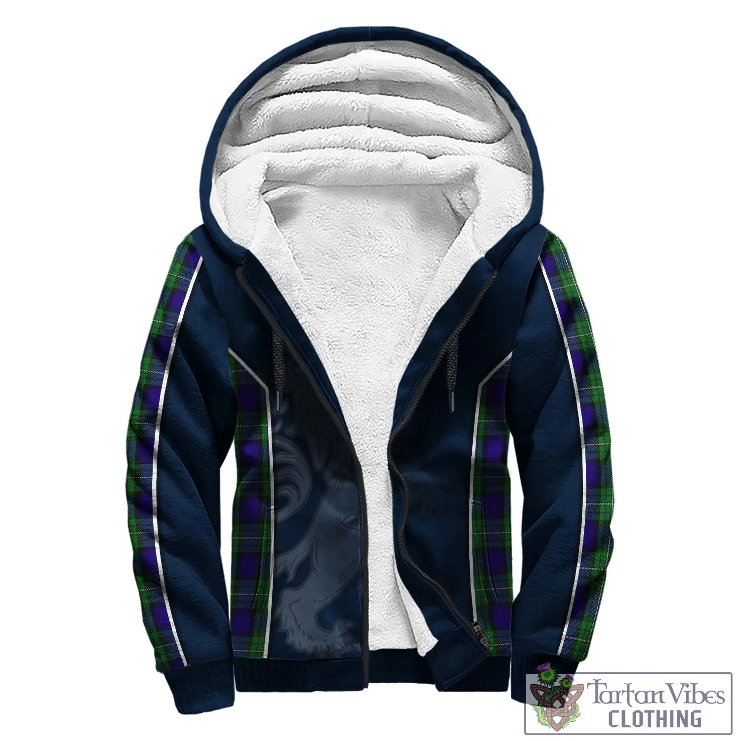 Alexander Tartan Sherpa Hoodie with Family Crest and Lion Rampant Vibes Sport Style