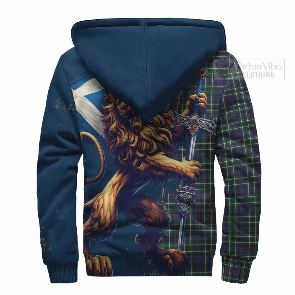 Allardice Tartan Family Crest Sherpa Hoodie with Scottish Majestic Lion