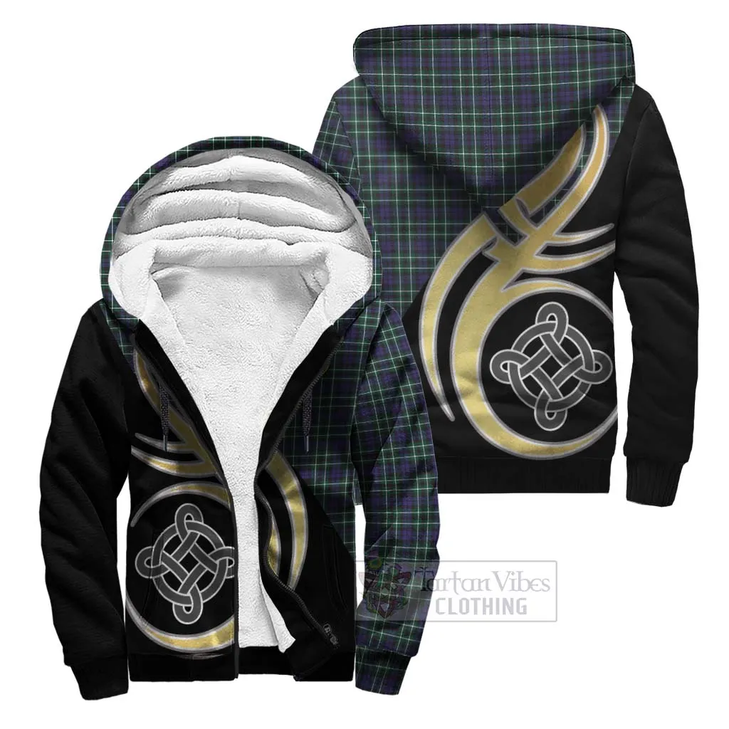 Allardice Tartan Sherpa Hoodie with Family Crest and Celtic Symbol Style