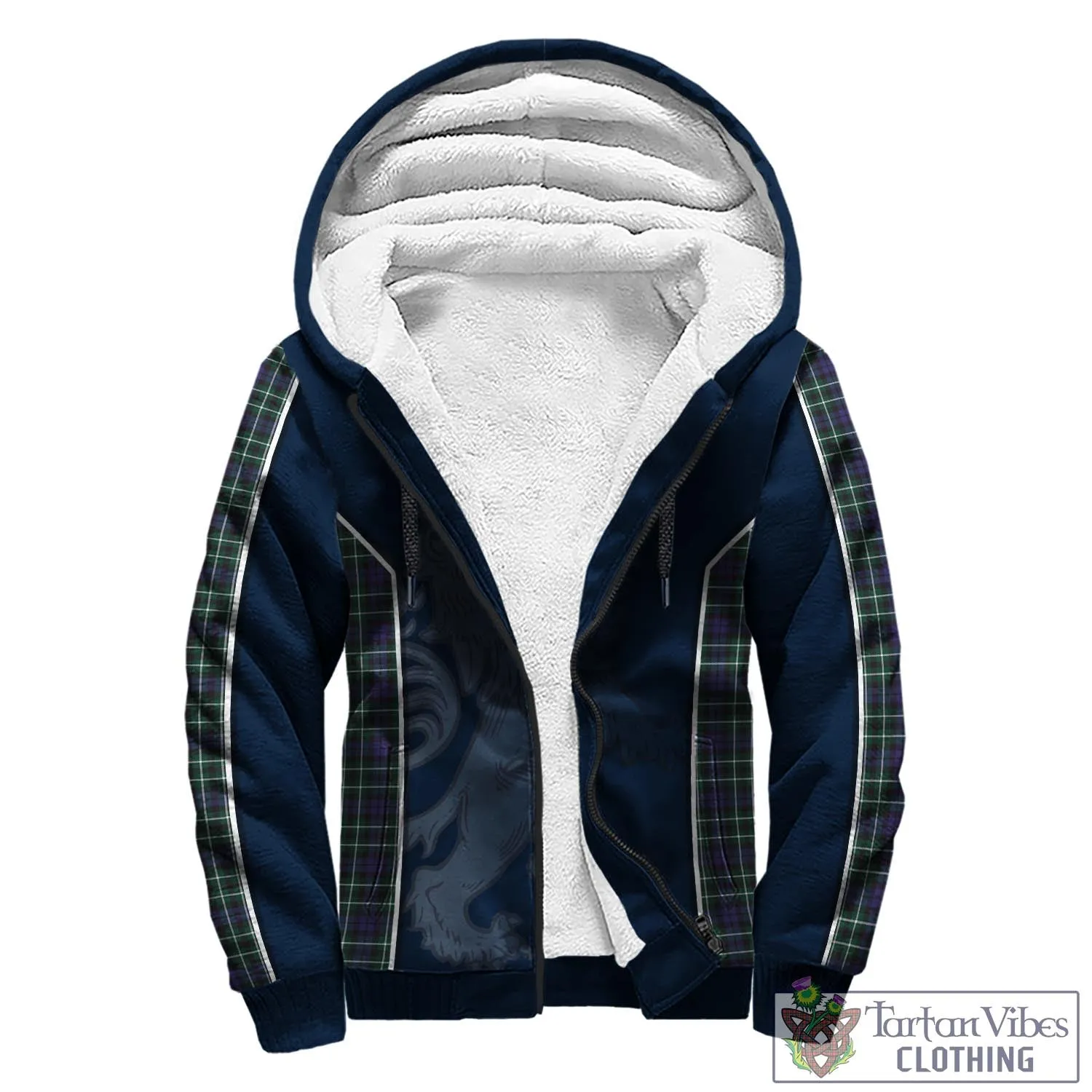 Allardice Tartan Sherpa Hoodie with Family Crest and Lion Rampant Vibes Sport Style