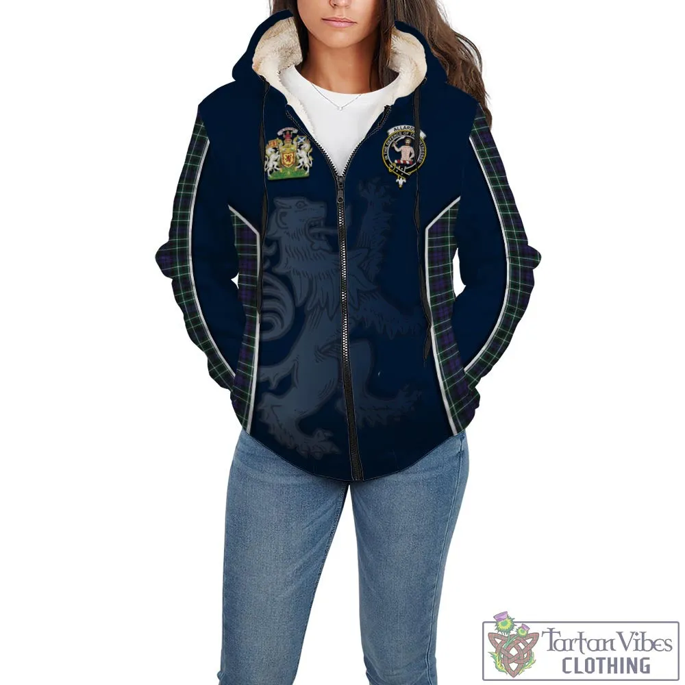 Allardice Tartan Sherpa Hoodie with Family Crest and Lion Rampant Vibes Sport Style