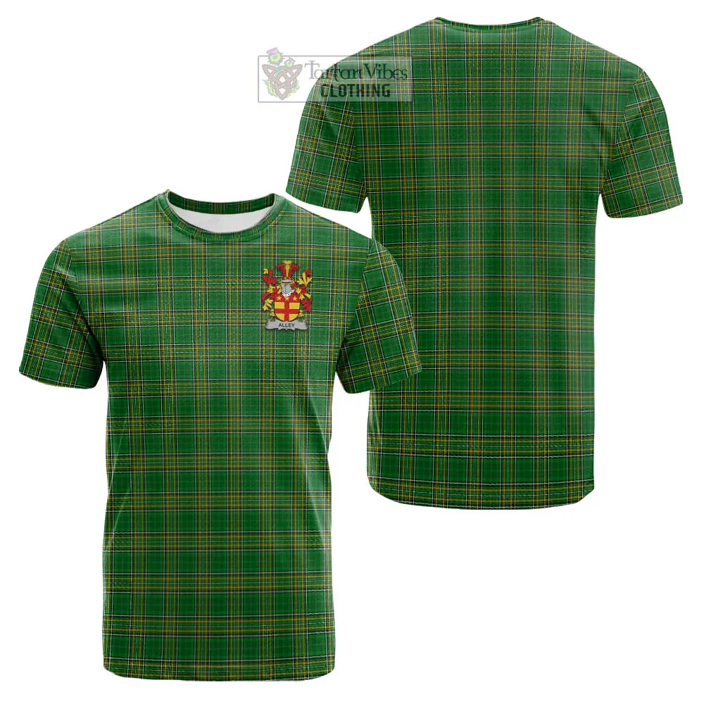 Alley Irish Clan Tartan Cotton T-shirt with Coat of Arms