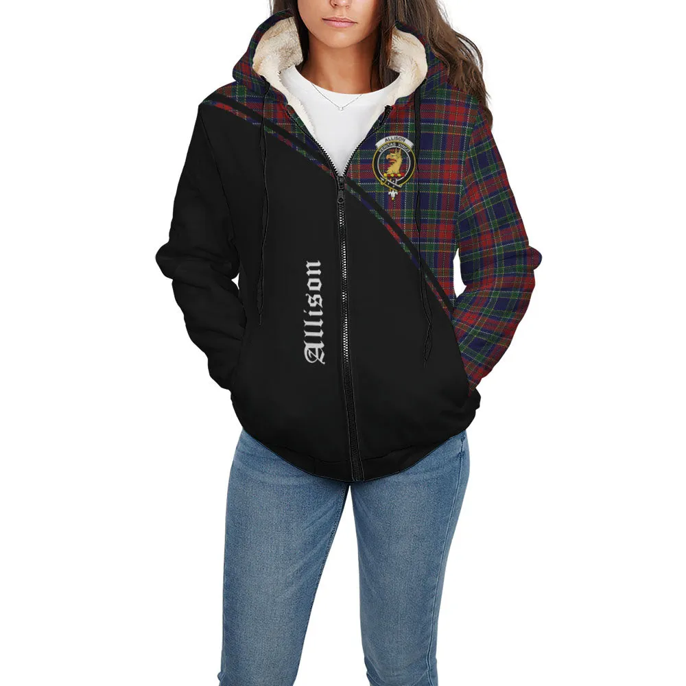 Allison Red Tartan Sherpa Hoodie with Family Crest Curve Style