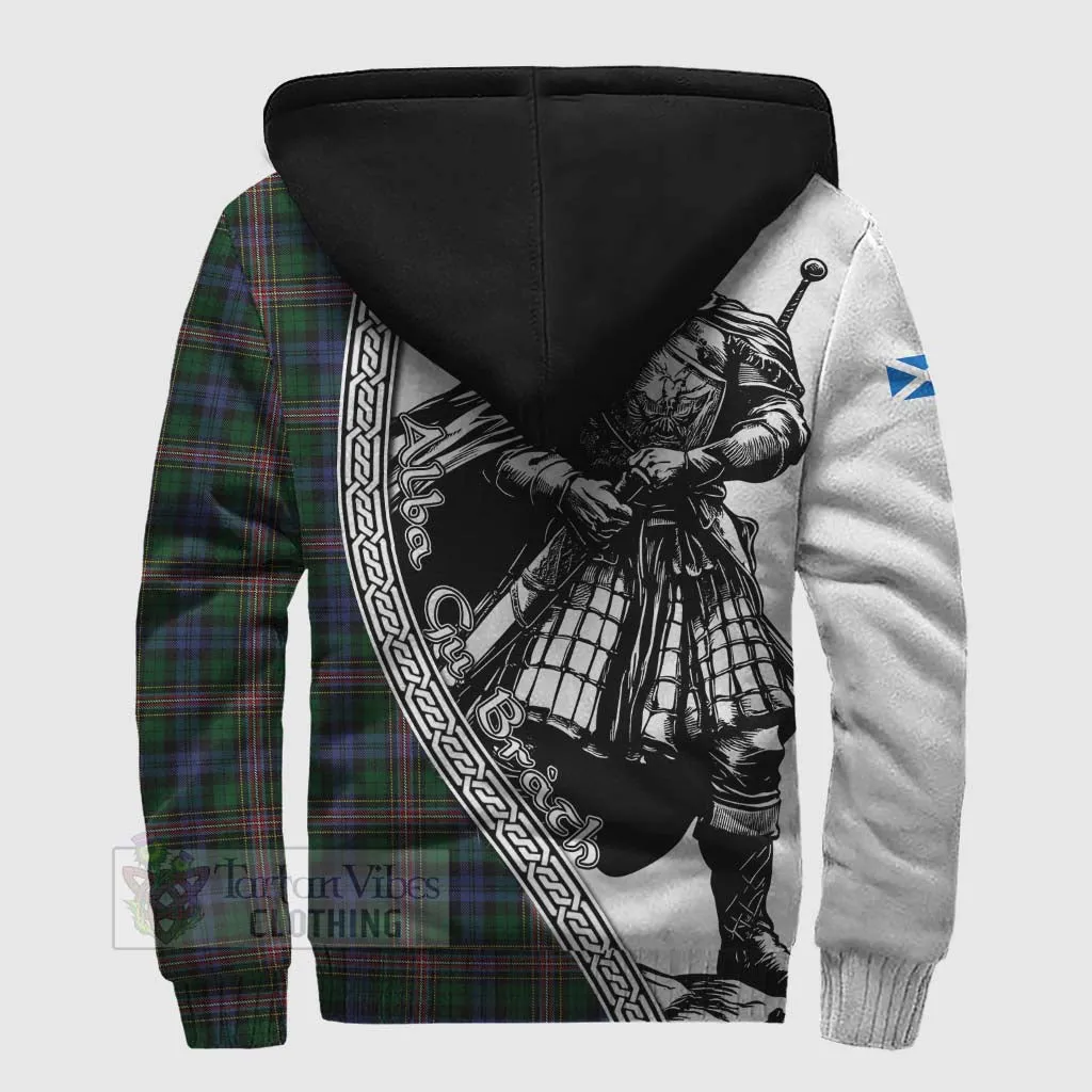 Allison Tartan Clan Crest Sherpa Hoodie with Highlander Warrior Celtic Style