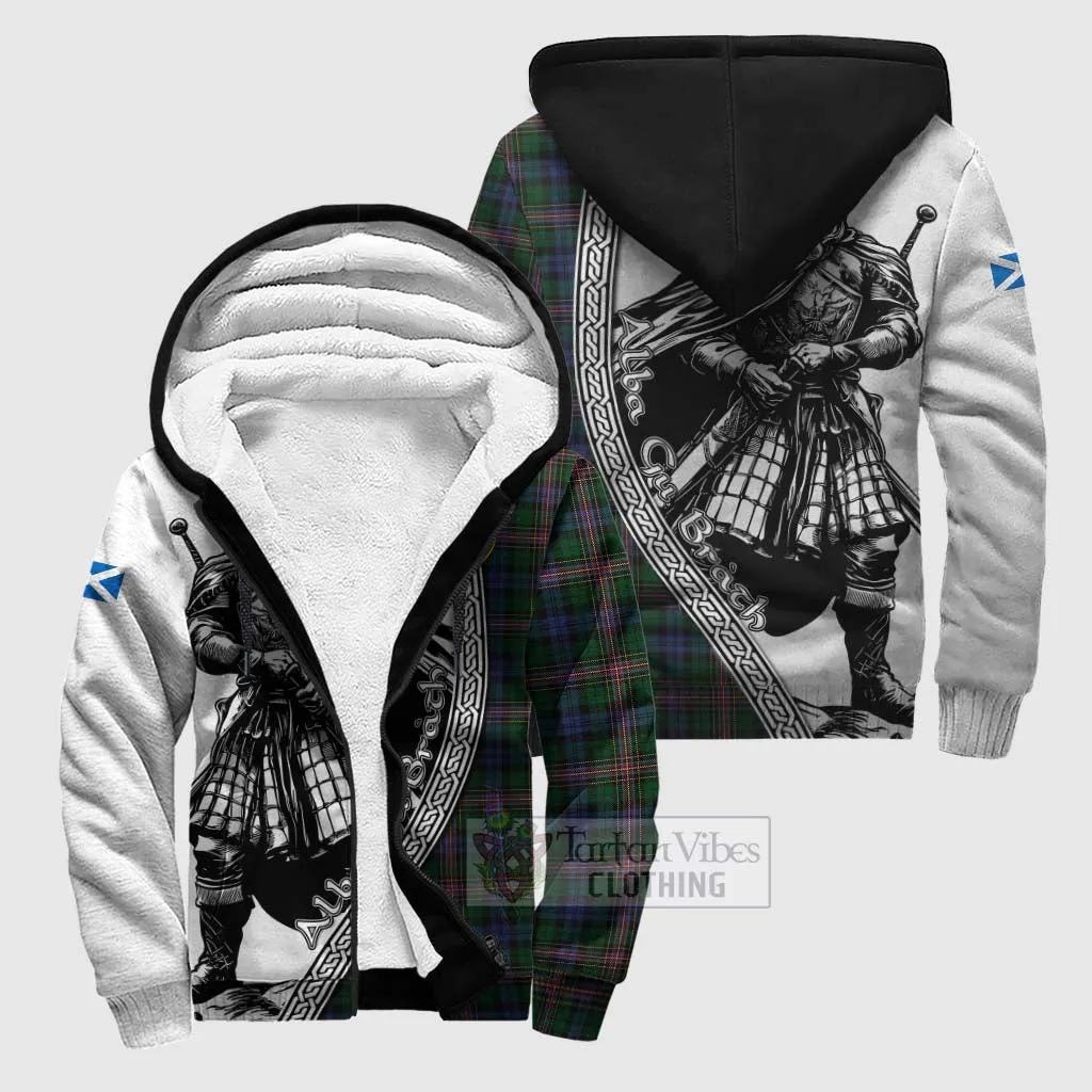 Allison Tartan Clan Crest Sherpa Hoodie with Highlander Warrior Celtic Style