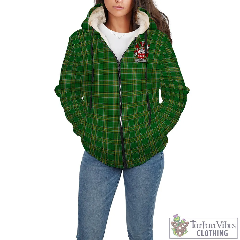 Allyn Irish Clan Tartan Sherpa Hoodie with Coat of Arms