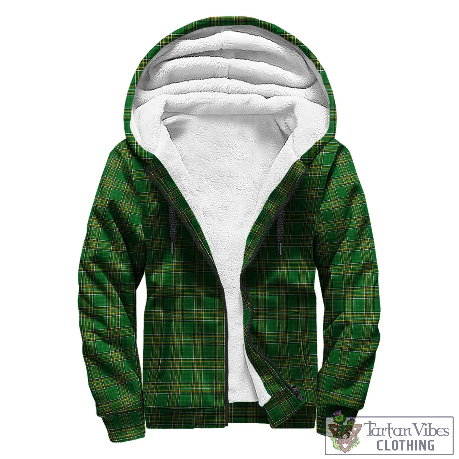 Allyn Irish Clan Tartan Sherpa Hoodie with Coat of Arms