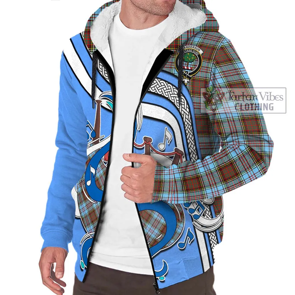 Anderson Ancient Tartan Sherpa Hoodie with Epic Bagpipe Style