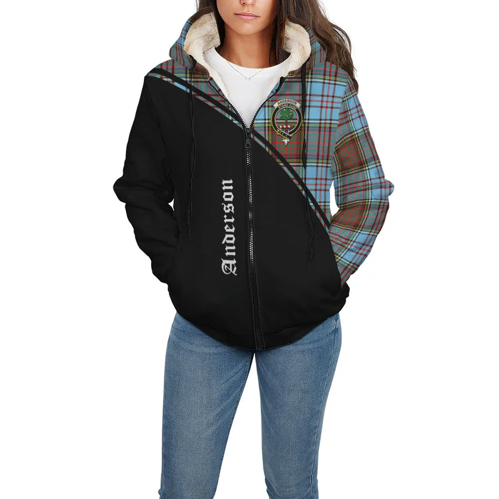 Anderson Ancient Tartan Sherpa Hoodie with Family Crest Curve Style