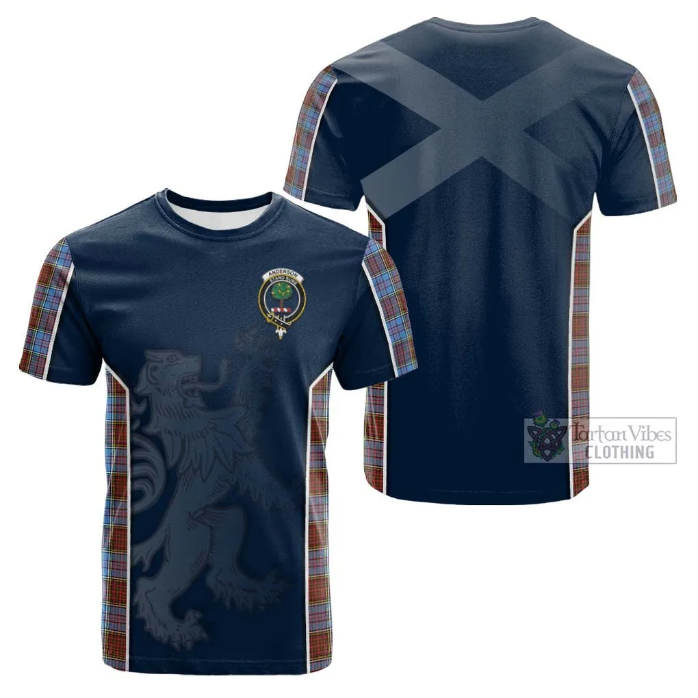 Anderson Modern Tartan Cotton T-shirt with Family Crest and Lion Rampant Vibes Sport Style