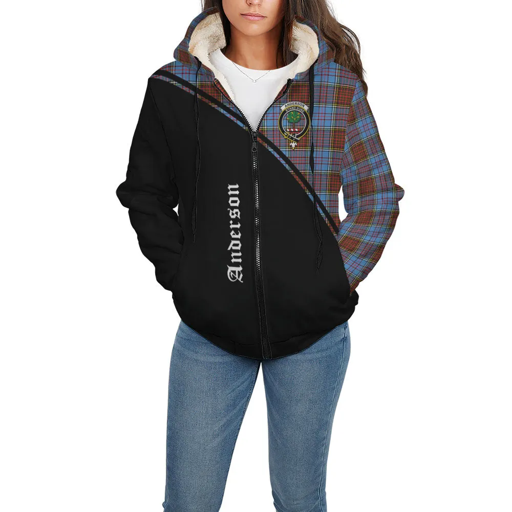 Anderson Modern Tartan Sherpa Hoodie with Family Crest Curve Style